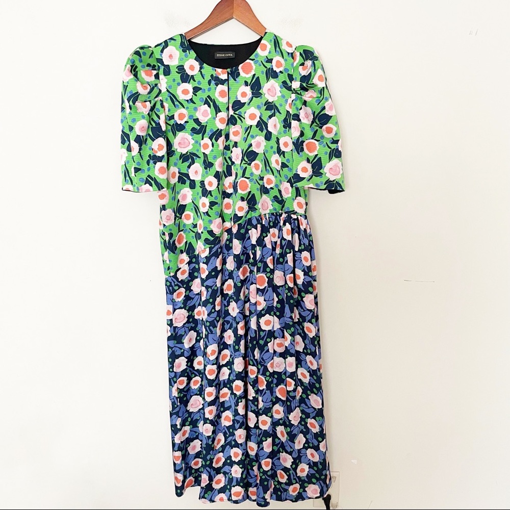 Stine Goya Kori Marketplace Midi Dress Puff Sleeve Size Medium - Picture 6 of 12